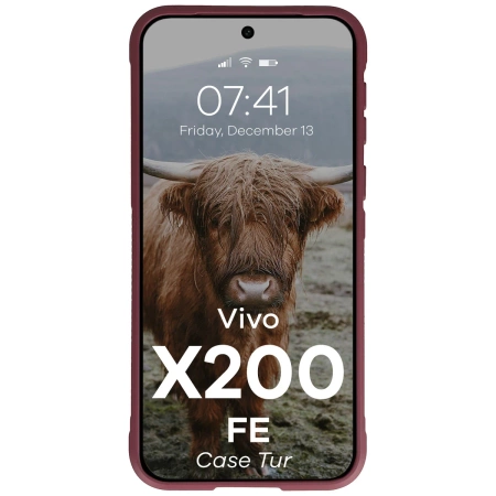 Pancerne etui Bizon Case Tur do Vivo X200 FE, burgundowe