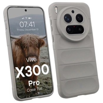 Pancerne etui Bizon Case Tur do Vivo X300 Pro, jasnoszare