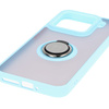 Etui z uchwytem na palec Bizon Case Hybrid Ring do Xiaomi 15, przydymione z jasnoniebieską ramką