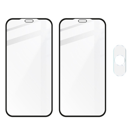 Szkło hartowane Bizon Glass Edge - 2 sztuki + ochrona na obiektyw, iPhone Xs / X, czarne
