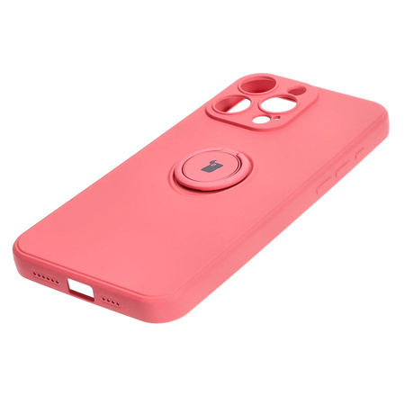 Etui Bizon Case Silicone Ring Sq do iPhone 15 Pro Max, brudny róż