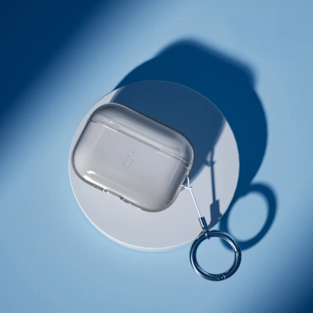 Elastyczne etui z karabińczykiem Bizon Case Headphone Clear do AirPods Pro 3, przeźroczysto-czarne