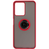 Etui z uchwytem na palec Bizon Case Hybrid Ring do Realme C33 / C30 / Narzo 50i Prime, przydymione z czerwoną ramką