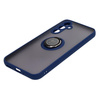 Etui z uchwytem na palec Bizon Case Hybrid Ring do Galaxy A54 5G, przydymione z granatową ramką