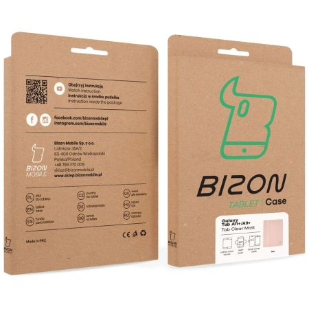 Etui z klapką Bizon Case Tab Clear Matt do Galaxy Tab A11 Plus / A9 Plus, różowe