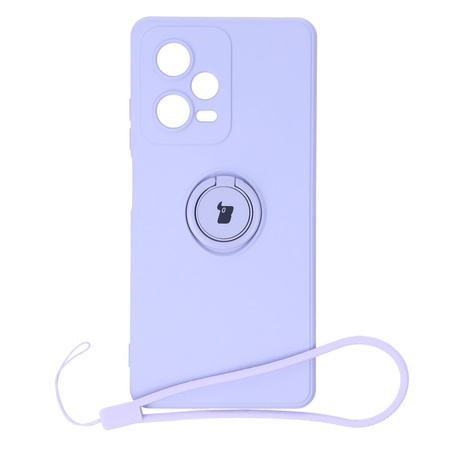 Etui Bizon Case Silicone Ring Sq do Xiaomi Redmi Note 12 Pro 5G, jasnofioletowe