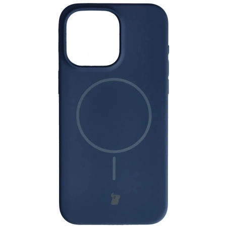 Silikonowe etui z pierścieniem magnetycznym Bizon Soft Case Magnetic do iPhone 15 Pro Max, granatowe