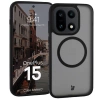 Etui z pierścieniem magnetycznym Bizon Case MatteO do OnePlus 15, przydymione-czarne