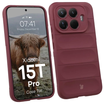 Pancerne etui Bizon Case Tur do Xiaomi 15T Pro, burgundowe