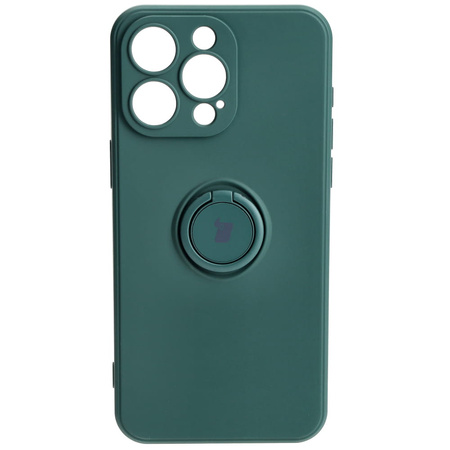 Etui Bizon Case Silicone Ring Sq do iPhone 15 Pro Max, ciemnozielone