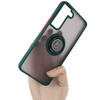 Etui z uchwytem na palec Bizon Case Hybrid Ring do Galaxy S22, przydymione z ciemnozieloną ramką