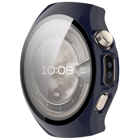 Etui ze szkłem do zegarka Bizon Case+Glass Watch do Huawei Watch 5 46 mm, niebieskie