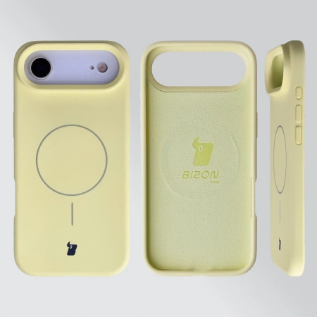 Silikonowe etui z pierścieniem magnetycznym Bizon Soft Case Magnetic do iPhone Air, jasnożółte