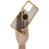 Etui z uchwytem na palec Bizon Case Hybrid Ring do Realme C33 / C30 / Narzo 50i Prime, przydymione z żółtą ramką