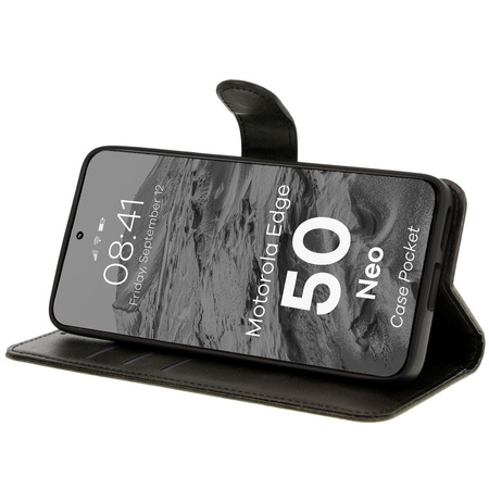 Etui z klapką Bizon Case Pocket do Motorola Edge 50 Neo, czarne