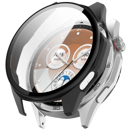 Etui ze szkłem do zegarka Bizon Case+Glass Watch do Huawei Watch GT6 46 mm, matowe czarne