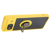 Etui z uchwytem na palec Bizon Case Hybrid Ring do Google Pixel 8, przydymione z żółtą ramką