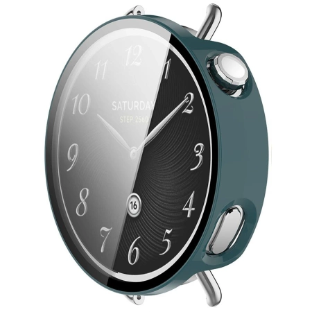 Etui ze szkłem do zegarka Bizon Case+Glass Watch do Xiaomi Watch S4 41 mm, zielone