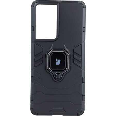 Etui Bizon Case Armor Ring do Galaxy S21 Ultra, czarne