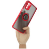 Etui z uchwytem na palec Bizon Case Hybrid Ring do Motorola Moto G42 , przydymione z czerwoną ramką