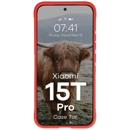 Pancerne etui Bizon Case Tur do Xiaomi 15T Pro, czerwone