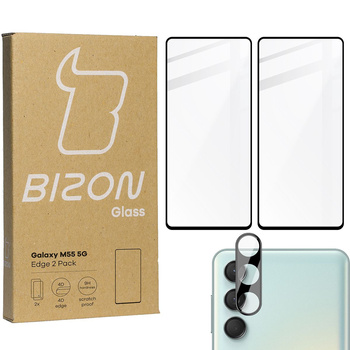 2x Szkło + szybka na aparat BIZON Edge 2 Pack do Galaxy M55 5G