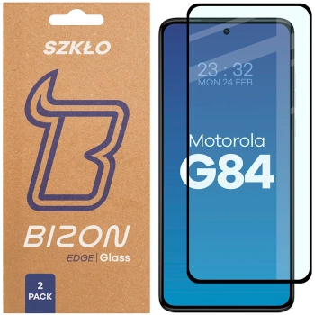 Szkło hartowane Bizon Glass Edge Duo do Motorola Moto G84 5G, czarna ramka, 2 sztuki