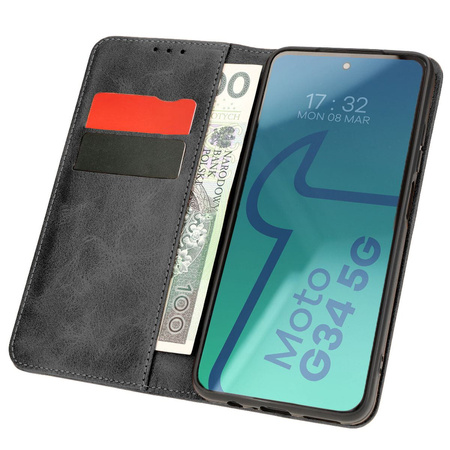 Etui z klapką Bizon Case Pocket Pro do Motorola Moto G34 5G, czarne