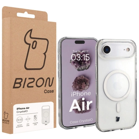 Etui z pierścieniem magnetycznym Bizon Case CrystalO do iPhone Air, przezroczyste