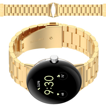 Pasek ze stali nierdzewnej Bizon Strap Watch Aura do Google Pixel Watch 4/3 45 mm, złoty