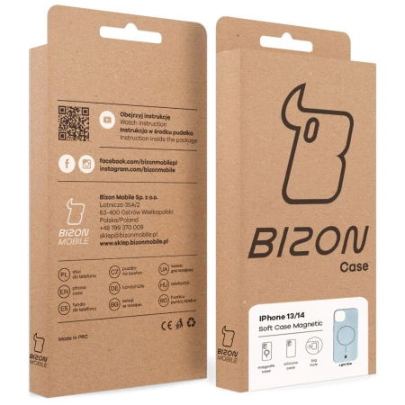 Silikonowe etui z pierścieniem magnetycznym Bizon Soft Case Magnetic do iPhone 14/13, błękitne