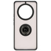Etui z uchwytem na palec Bizon Case Hybrid Ring do Honor Magic7 Lite, przydymione z czarną ramką