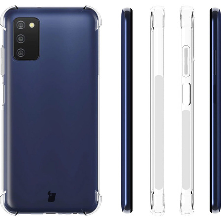 Etui + 2x szkło + obiektyw Bizon Case Clear Pack do Galaxy A03S, przezroczyste