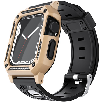 Etui z paskiem Bizon Strap + Case Watch Armor do Apple Watch 40 / 41mm, złote
