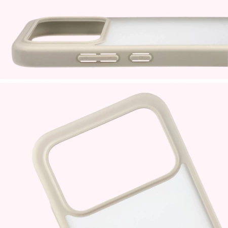 Etui Bizon Case Angelo do Xiaomi POCO F8 Pro, półprzezroczyste z beżową ramką