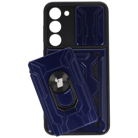 Etui Bizon Case Camshield Card Slot Ring do Galaxy S23 Plus, granatowe