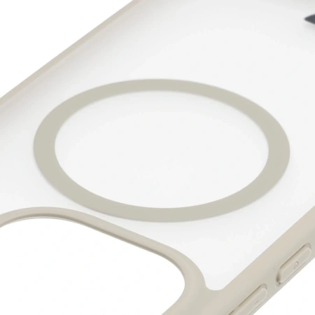 Etui z pierścieniem magnetycznym Bizon Case MatteO do Xiaomi 15T, przydymione-beżowe