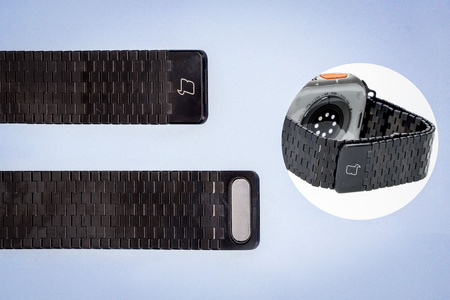 Pasek ze stali nierdzewnej Bizon Strap Watch Titanium do Apple Watch 44/45/46/49 mm, czarny