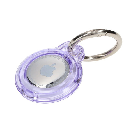 Etui Bizon Case Locator Keychain do Apple AirTag, przezroczysto-fioletowe