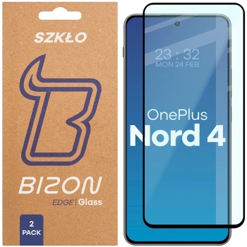 Szkło hartowane Bizon Glass Edge Duo do OnePlus Nord 4, czarna ramka, 2 sztuki