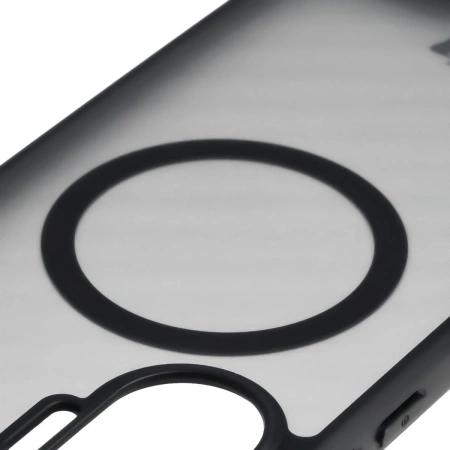 Etui z pierścieniem magnetycznym Bizon Case MatteO do Xiaomi POCO F7, przydymione-czarne