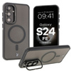 Etui z podstawką i pierścieniem magnetycznym Bizon Case Eclipse do Galaxy S24 FE, przydymione z czarną ramką