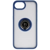Etui z uchwytem na palec Bizon Case Hybrid Ring do iPhone 16e, przydymione z granatową ramką