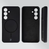 Silikonowe etui z pierścieniem magnetycznym Bizon Soft Case Magnetic do Galaxy S25, czarne