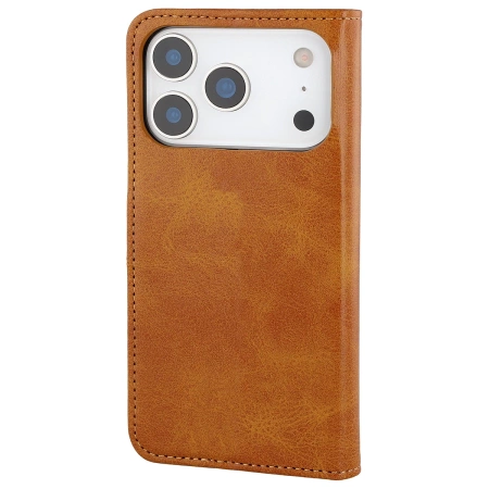 Etui z klapką Bizon Case Pocket do iPhone 17 Pro, brązowe