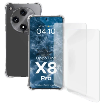Elastyczne etui + 2x folia na ekran Bizon Case Clear Pack do Oppo Find X8 Pro