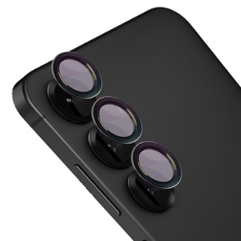 Szkło hartowane na aparat Bizon Glass Snap Lens do Galaxy S25 Plus, 1 zestaw, czarna ramka