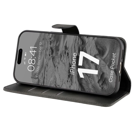 Etui z klapką Bizon Case Pocket do iPhone 17, czarne