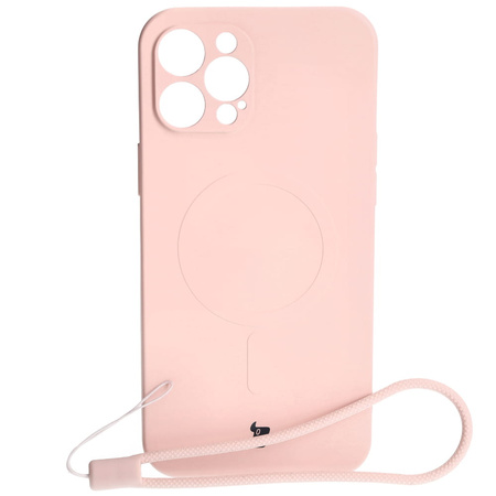 Etui silikonowe z pierścieniem magnetycznym Bizon Case Silicone Magnetic do iPhone 12 Pro Max, jasnoróżowe