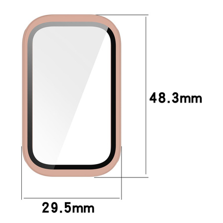 Etui ze szkłem do zegarka Bizon Case+Glass Watch do Xiaomi Smart Band 9 Active / Redmi Band 3, różowe
